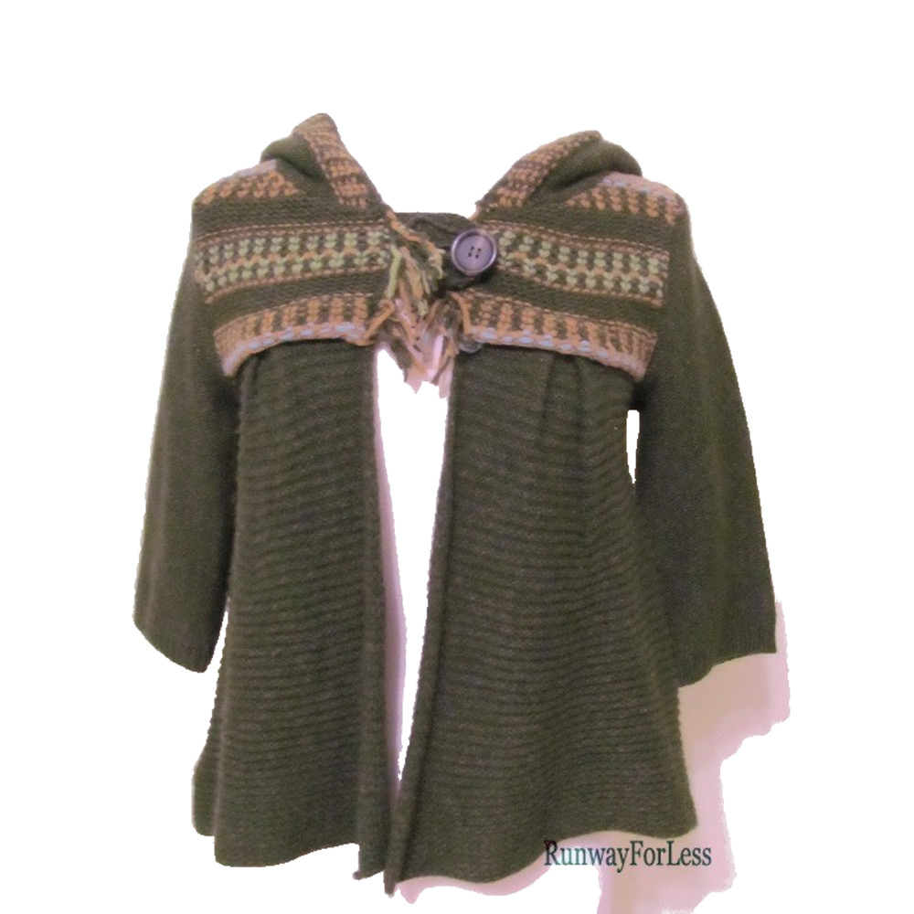Euc FREE PEOPLE Womens Misses XS Wool Angora Green Cardigan Swing Sweater Cute